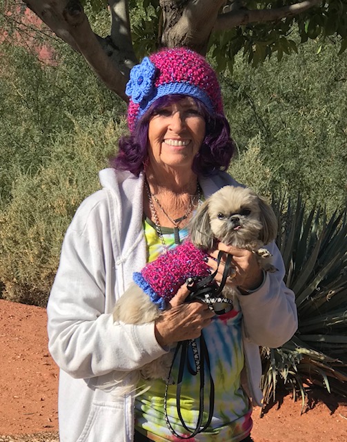 Miss Sunny's Crocheted Doggy Coat in Pink with Matching Hat